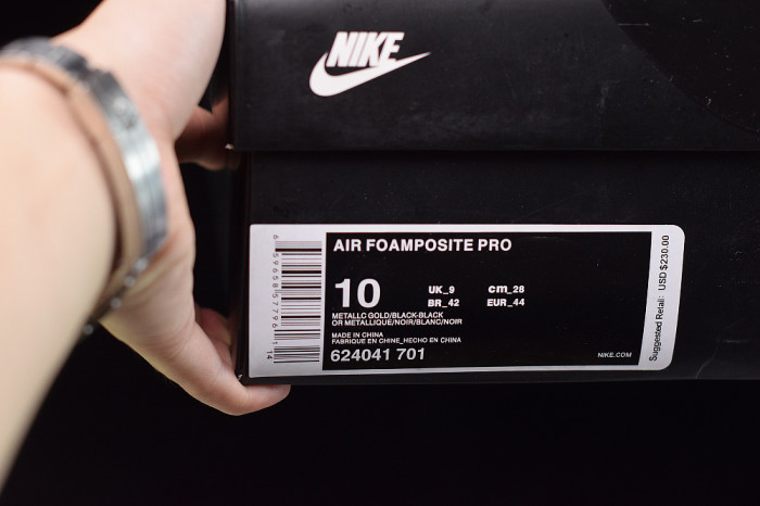 Nike Air Foamposite Pro “Metallic Gold” Black mens 624041-701