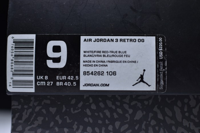 Air Jordan 3 Retro True Blue Nike Air First Look 854262-106