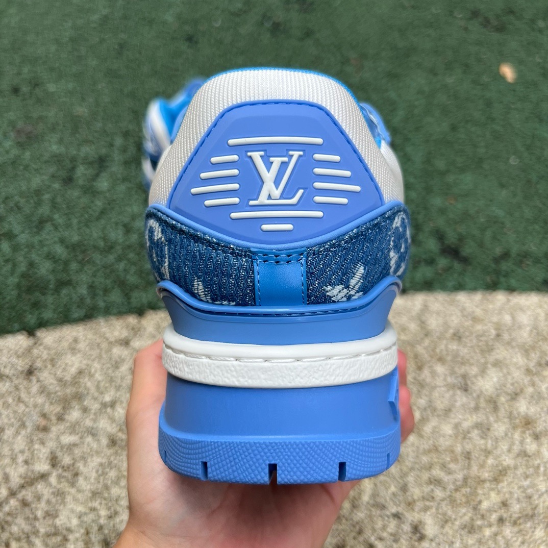 LV TRAINER MAXI White and bule denim